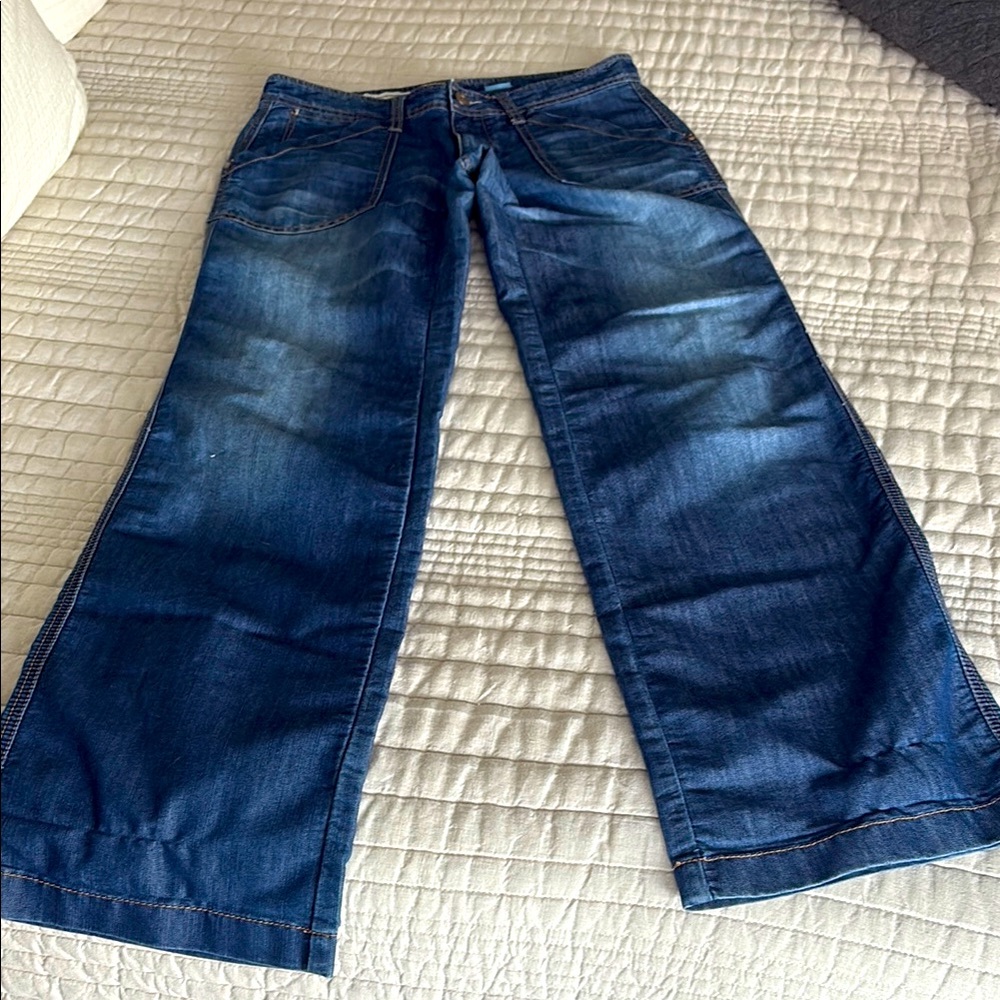 Pilcro and the Letterpress | patch pocket lightweight Wide-Leg Jeans